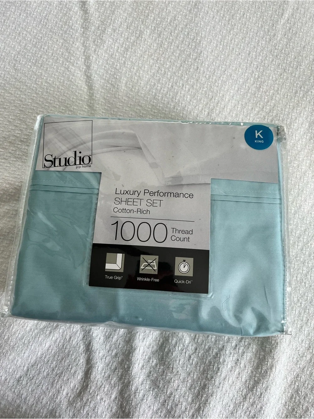 Studio JCP Home Luxury Performance King Sheet Set 1,000 Thread Count Blue NWT
